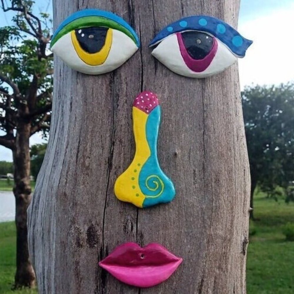 Tree Face Colorful garden decoration Decor Outdoor Fun